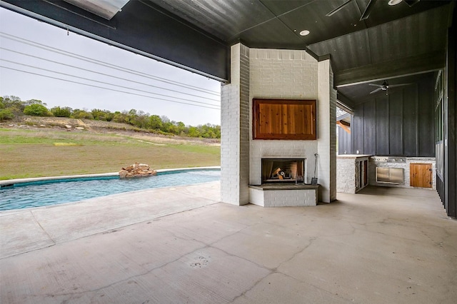 521 Echo Glade Ct, Azle, TX 76020 - view of patio with an outdoor brick fireplace, an outdoor pool, and area for grilling