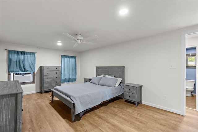894 W Moonshine Rd, Seymour, TX 76380 - bedroom featuring light wood finished floors, recessed lighting, cooling unit, and ceiling fan