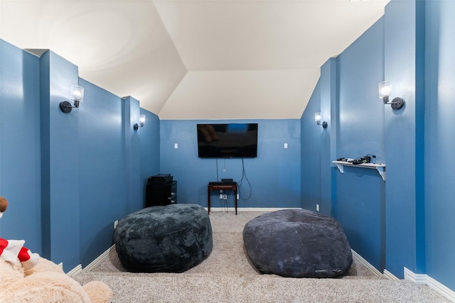 1740 Greenwood Ct, Prosper, TX 75078 - cinema with carpet flooring and vaulted ceiling