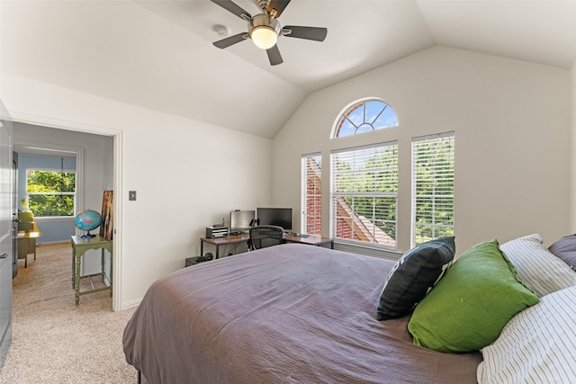1740 Greenwood Ct, Prosper, TX 75078 - bedroom with vaulted ceiling, carpet flooring, ceiling fan, and a desk