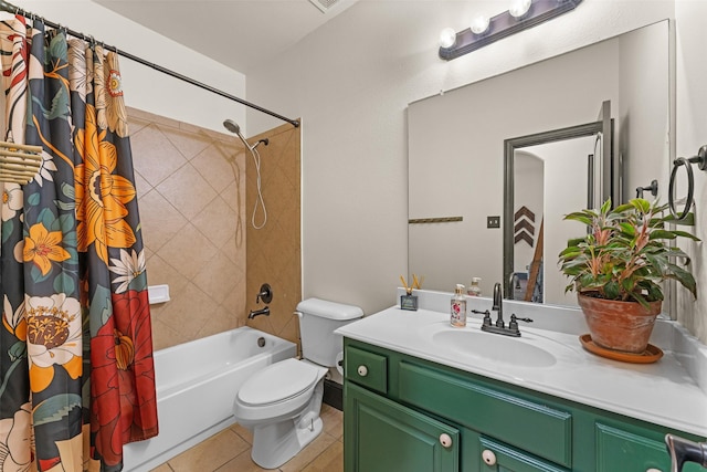 1740 Greenwood Ct, Prosper, TX 75078 - full bathroom with shower / bathtub combination with curtain, tile patterned flooring, and vanity