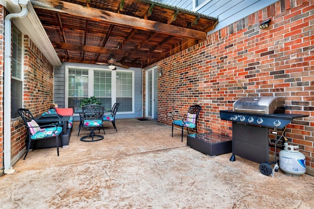 3217 Tearose Dr, Richardson, TX 75082 - view of patio / terrace with grilling area, outdoor dining area, and ceiling fan