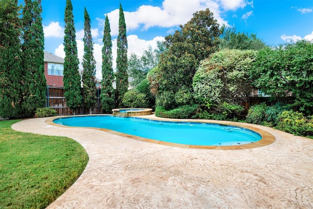 3217 Tearose Dr, Richardson, TX 75082 - view of swimming pool with a pool with connected hot tub and a patio