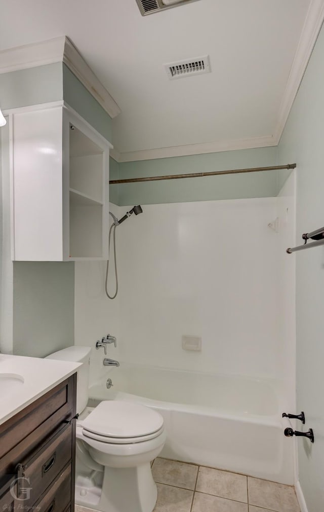 613 Pine Cone Dr, Haughton, LA 71037 - bathroom featuring tile patterned flooring, bathtub / shower combination, vanity, and ornamental molding