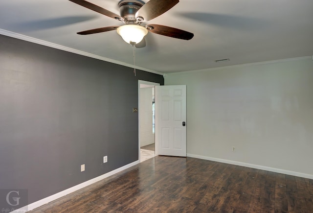 613 Pine Cone Dr, Haughton, LA 71037 - unfurnished room with ornamental molding, wood finished floors, and a ceiling fan