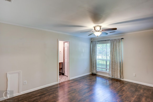 613 Pine Cone Dr, Haughton, LA 71037 - unfurnished room featuring ceiling fan, wood-type flooring, and crown molding