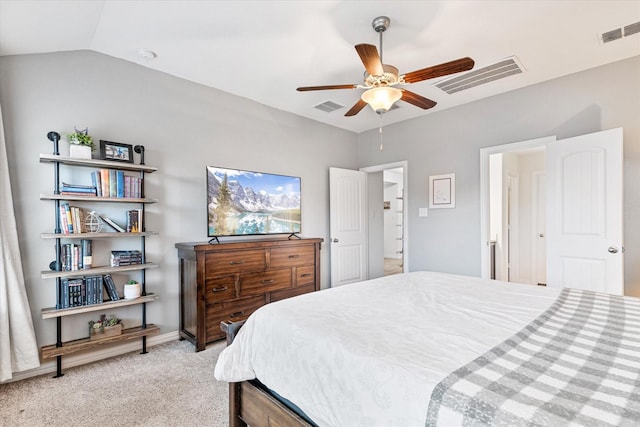 813 Evergreen St, Princeton, TX 75407 - bedroom featuring light colored carpet, ceiling fan, and vaulted ceiling