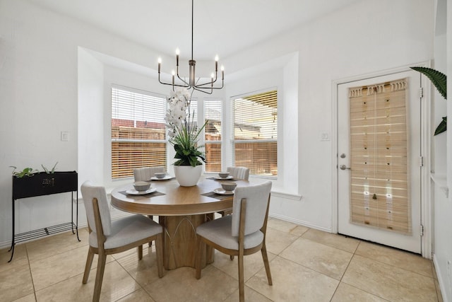 1205 Apache Lake Dr, Carrollton, TX 75010 - dining space with a chandelier, healthy amount of natural light, and light tile patterned floors