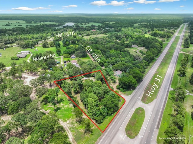 6179 State Highway 31 E, Murchison, TX 75778 - aerial view of property's location featuring property boundaries highlighted