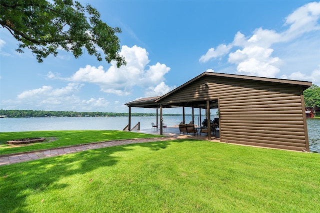 329 Hickory Hill Ln, Scroggins, TX 75480 - dock area featuring a water view and a lawn