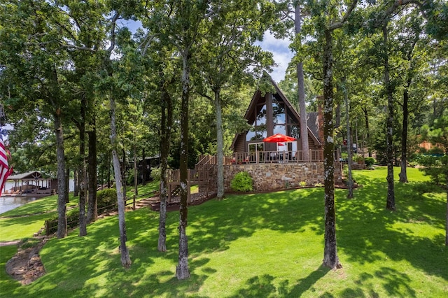 329 Hickory Hill Ln, Scroggins, TX 75480 - view of grassy yard with a water view