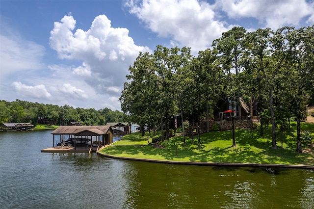 329 Hickory Hill Ln, Scroggins, TX 75480 - dock area featuring a water view and boat lift