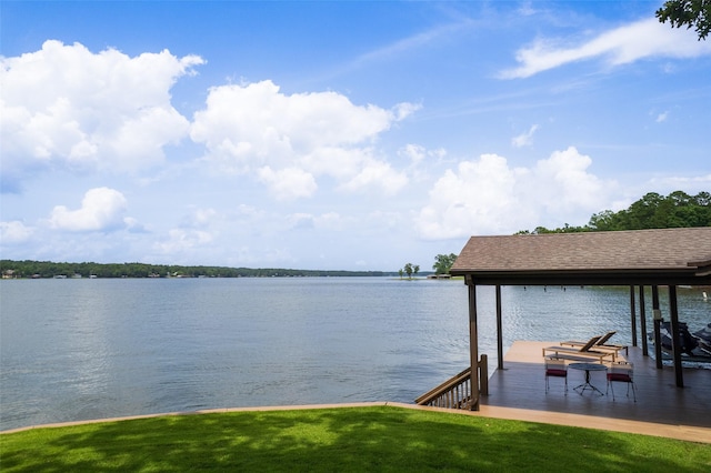 329 Hickory Hill Ln, Scroggins, TX 75480 - dock with a water view and a yard