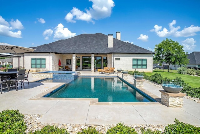 720 Glade Park Ct, Azle, TX 76020 - view of swimming pool featuring a patio, a pool with connected hot tub, and an outdoor hangout area