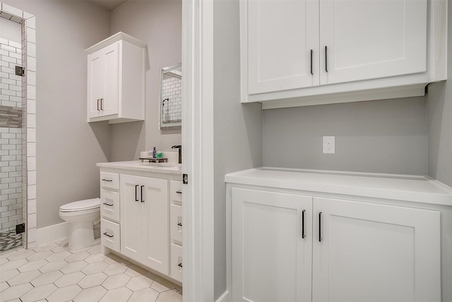 720 Glade Park Ct, Azle, TX 76020 - bathroom featuring vanity, a stall shower, and tile patterned flooring
