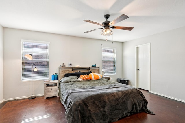 6724 Meadow Way Ln, Fort Worth, TX 76179 - bedroom with concrete floors and a ceiling fan