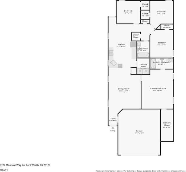 6724 Meadow Way Ln, Fort Worth, TX 76179 - view of property floor plan