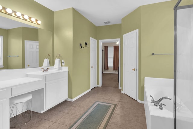 5233 Scenic Point Dr, Fort Worth, TX 76244 - full bathroom featuring vanity, a bath, and tile patterned floors
