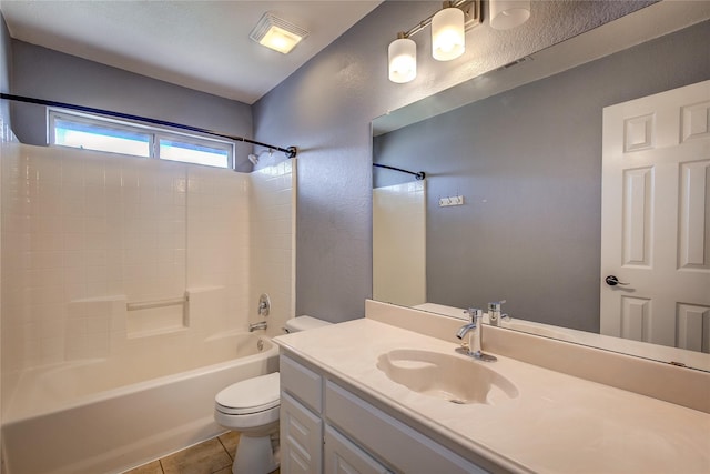 1015 Midnight Pass, Rockwall, TX 75087 - full bath featuring vanity, shower / bathtub combination, tile patterned flooring, and a textured wall