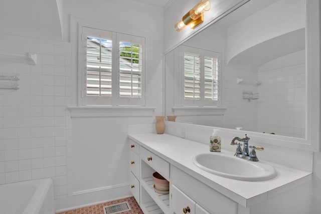 473 Albany Ave, Shreveport, LA 71105 - full bathroom featuring vanity, tile patterned floors, and  shower combination