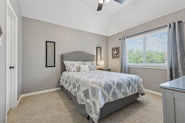 4105 Tree House Ln, Corinth, TX 76208 - carpeted bedroom featuring lofted ceiling and ceiling fan