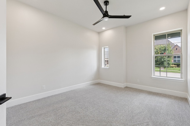 4400 Honeyvine Ln, Prosper, TX 75078 - unfurnished room with ceiling fan, recessed lighting, and carpet floors