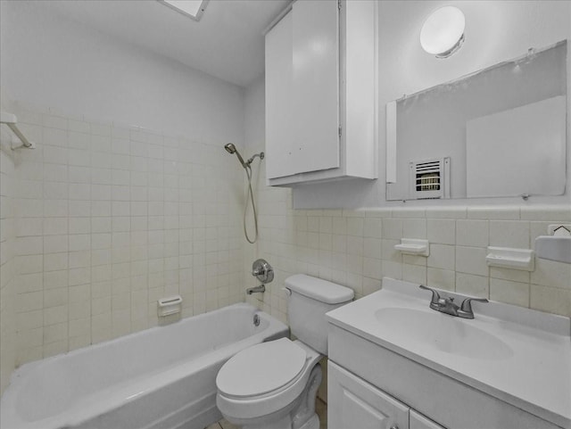 202 E Rentz St, Weatherford, TX 76086 - full bath with shower / bath combination, vanity, and tile walls
