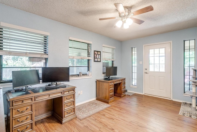 321 E Hampton Rd, Crowley, TX 76036 - office featuring light wood-style floors, ceiling fan, and a textured ceiling