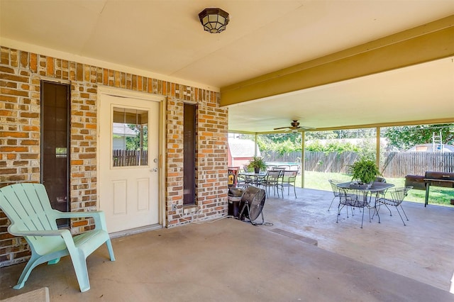 321 E Hampton Rd, Crowley, TX 76036 - view of patio / terrace with outdoor dining area and a ceiling fan