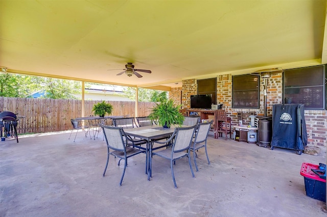 321 E Hampton Rd, Crowley, TX 76036 - view of patio / terrace with outdoor dining space, ceiling fan, and grilling area