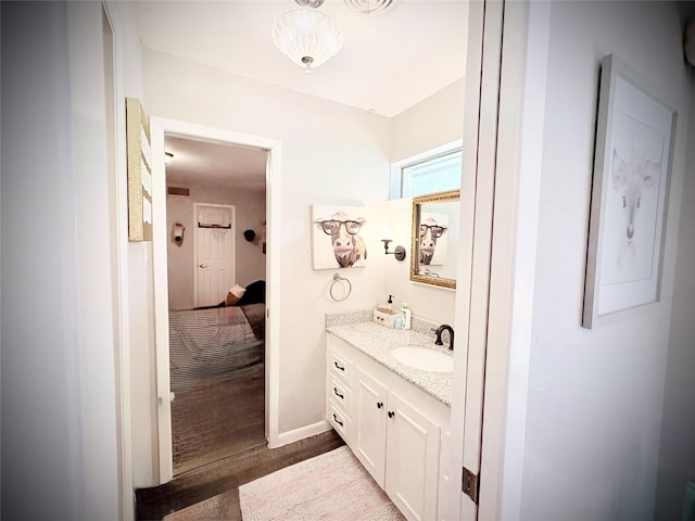 4124 Maryview Ct, Haltom City, TX 76117 - bathroom with vanity and wood finished floors