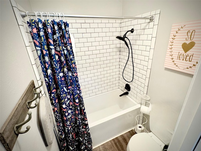 4124 Maryview Ct, Haltom City, TX 76117 - full bath with wood finished floors and shower / bath combination with curtain