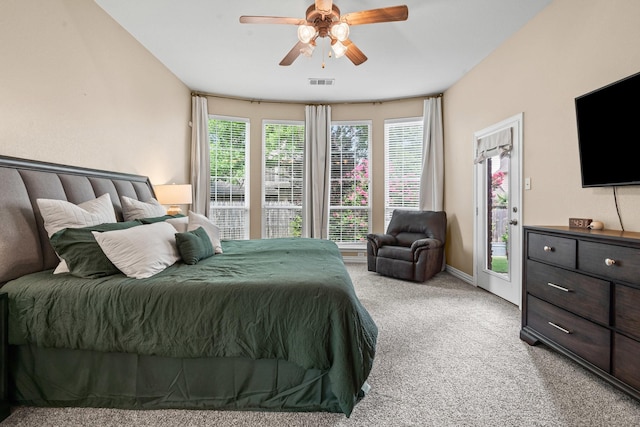 1904 Yarmouth Ct, Mansfield, TX 76063 - bedroom with light carpet, access to outside, and ceiling fan