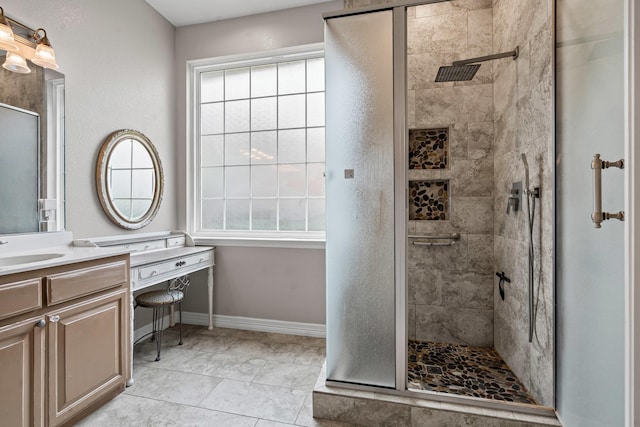 1904 Yarmouth Ct, Mansfield, TX 76063 - bathroom featuring a shower stall, vanity, and healthy amount of natural light