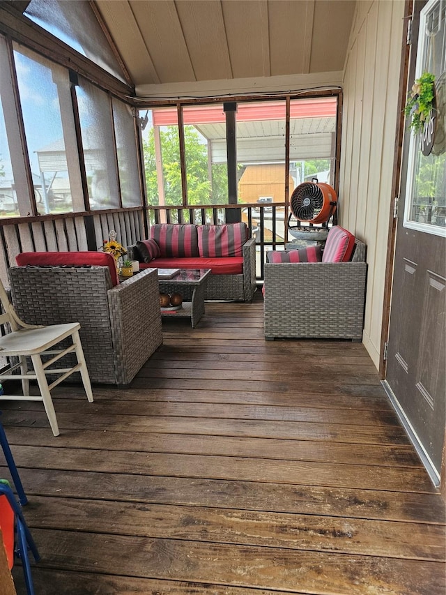 3004 Seagull Rd, Kerens, TX 75144 - sunroom with an outdoor living space, lofted ceiling, and healthy amount of natural light