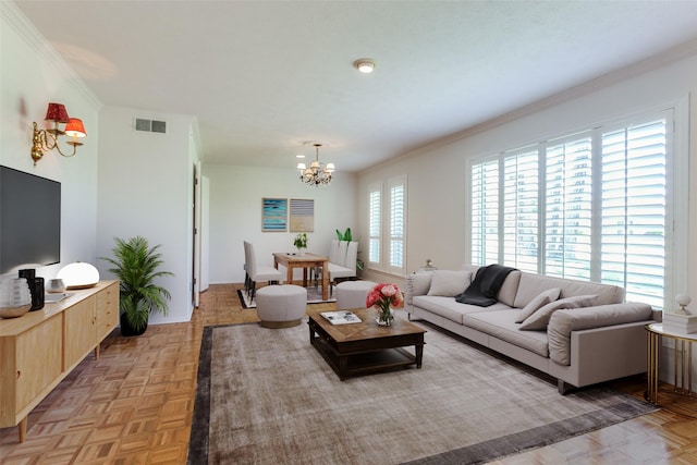 4818 Thunder Rd, Dallas, TX 75244 - living area with a chandelier and crown molding