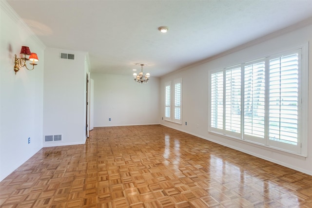 4818 Thunder Rd, Dallas, TX 75244 - empty room with a chandelier and crown molding
