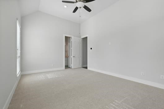 521 Winslow Ln, Prosper, TX 75078 - carpeted spare room with a ceiling fan and high vaulted ceiling