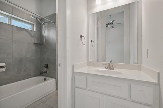 521 Winslow Ln, Prosper, TX 75078 - bathroom featuring tub / shower combination, vanity, and tile patterned flooring