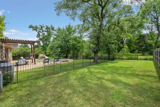 605 Pine Island Cir, Mansfield, TX 76063 - fenced backyard with a pergola and a patio area