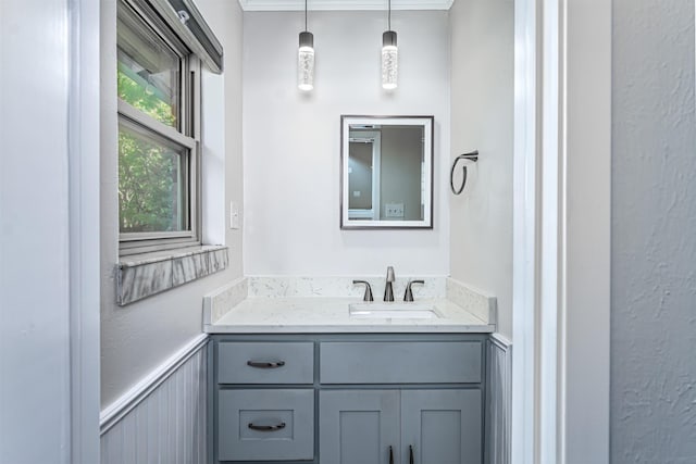 5912 Whitman Ave, Fort Worth, TX 76133 - bathroom featuring vanity and wainscoting