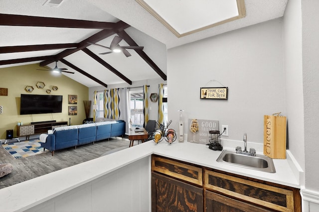 5700 Kingstree Ct, Arlington, TX 76017 - bar with a ceiling fan and wood finished floors