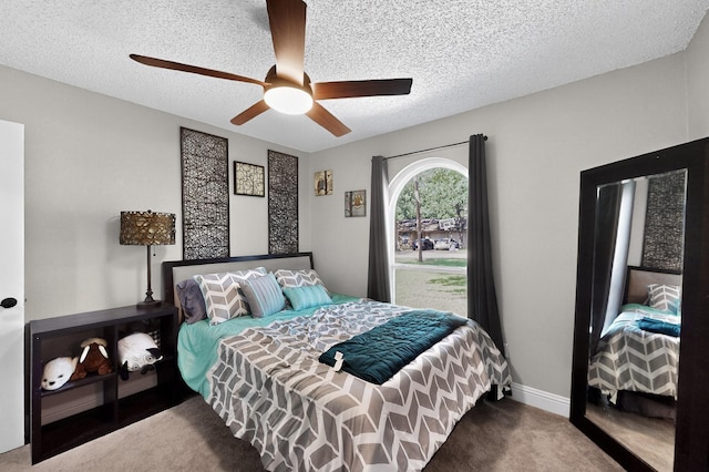5700 Kingstree Ct, Arlington, TX 76017 - carpeted bedroom with a textured ceiling and a ceiling fan