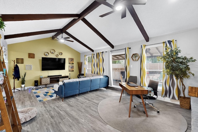 5700 Kingstree Ct, Arlington, TX 76017 - living room featuring ceiling fan, a desk, and light wood-style flooring