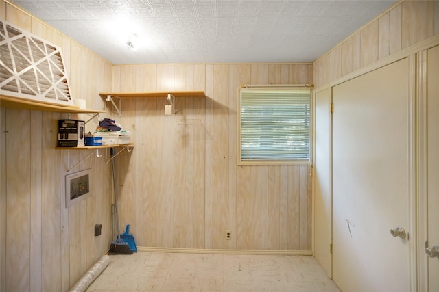 104 Charles Ln, Terrell, TX 75160 - washroom featuring hookup for a washing machine and wood walls