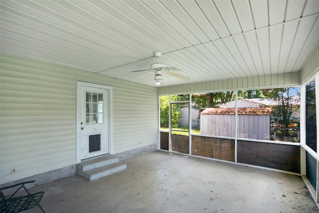 104 Charles Ln, Terrell, TX 75160 - unfurnished sunroom featuring entry steps and ceiling fan
