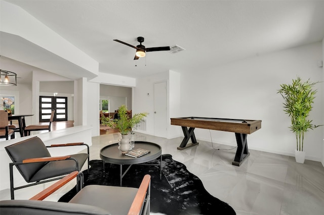6910 Midcrest Dr, Dallas, TX 75254 - living area with a ceiling fan