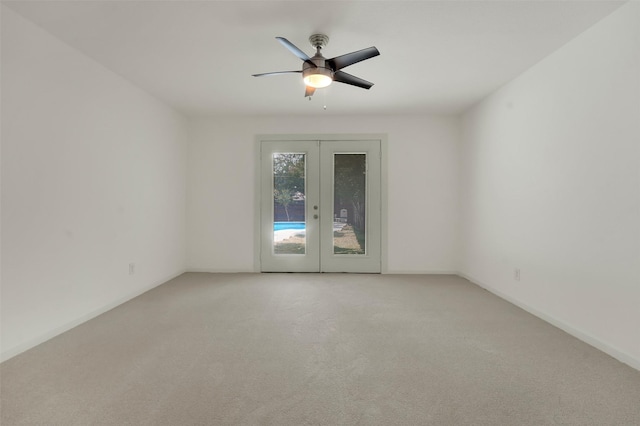 6910 Midcrest Dr, Dallas, TX 75254 - empty room featuring french doors, light carpet, and ceiling fan