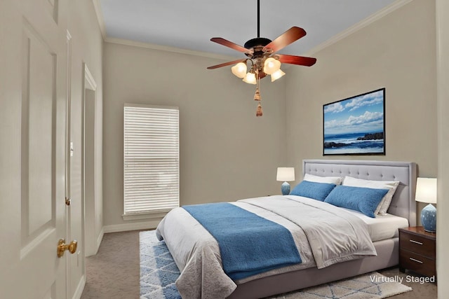 9664 Norris Ferry Rd, Shreveport, LA 71106 - bedroom featuring carpet flooring, ornamental molding, and ceiling fan