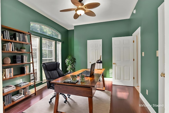 9664 Norris Ferry Rd, Shreveport, LA 71106 - home office with ceiling fan and wood finished floors